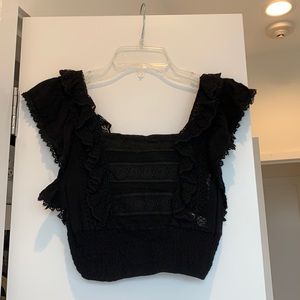 Black lace crop top